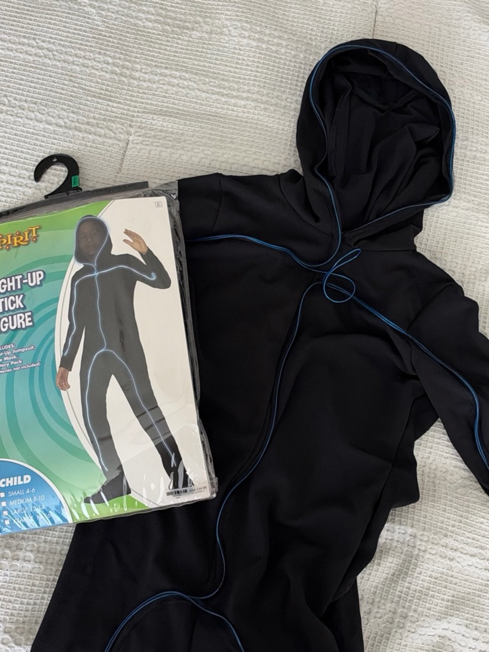 Spirit Black Hoodie Costume with Blue Light Trim
